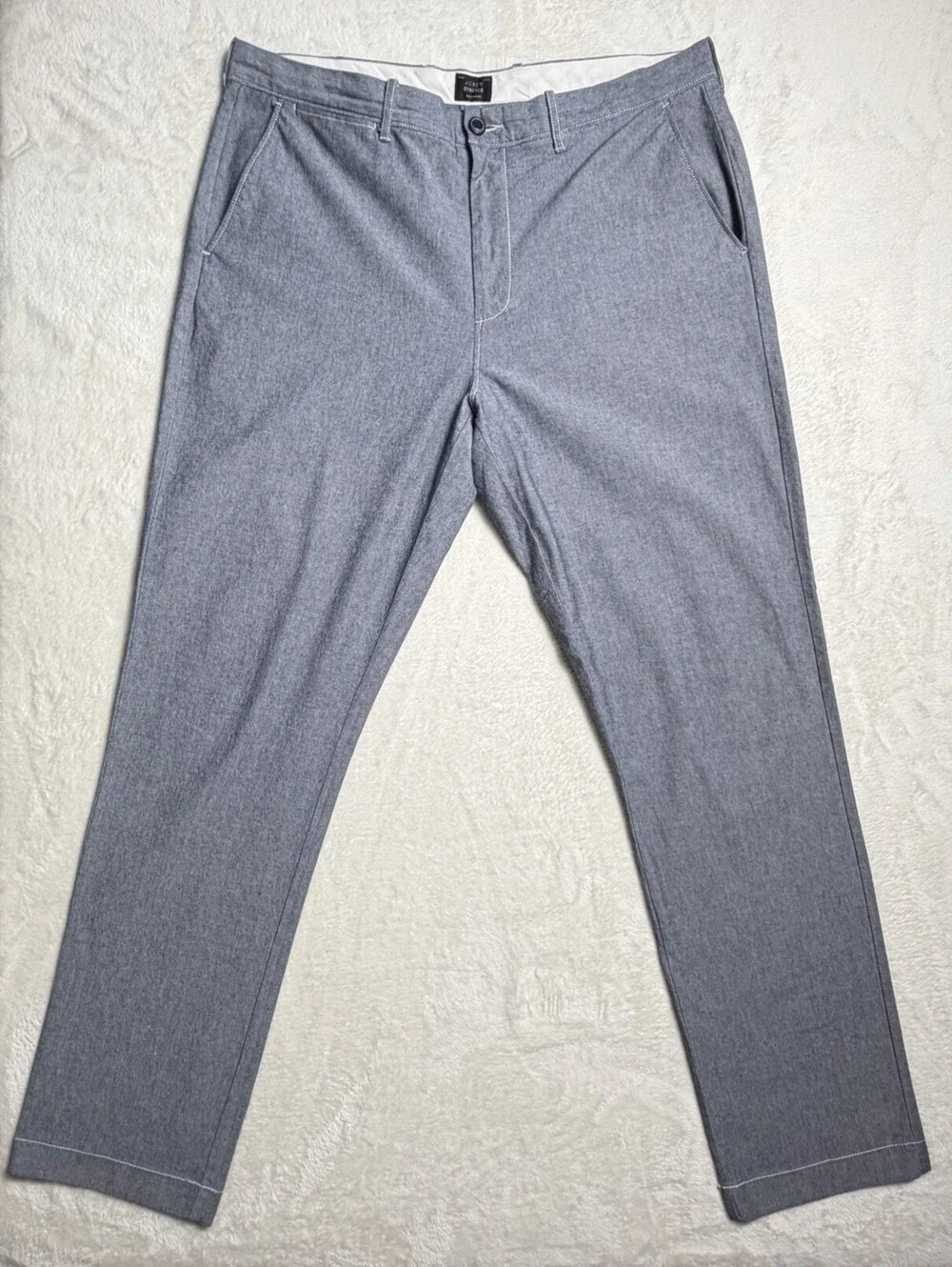 J.Crew 770 Straight Fit Pants Mens 35x32 Blue Chambray Stretch Chino Trousers